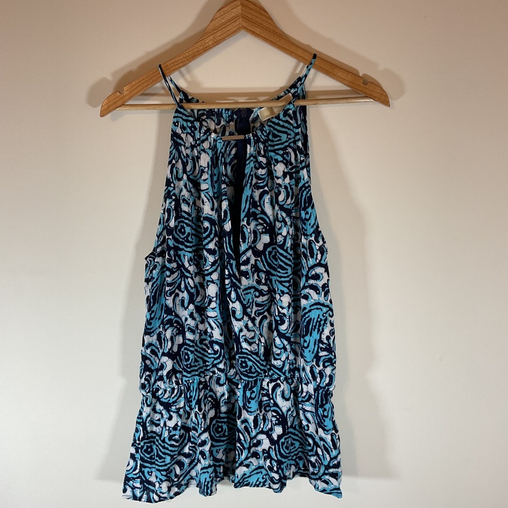 Michael Michael Kors Blue Paisley Halter Peplum Blouse Size 12